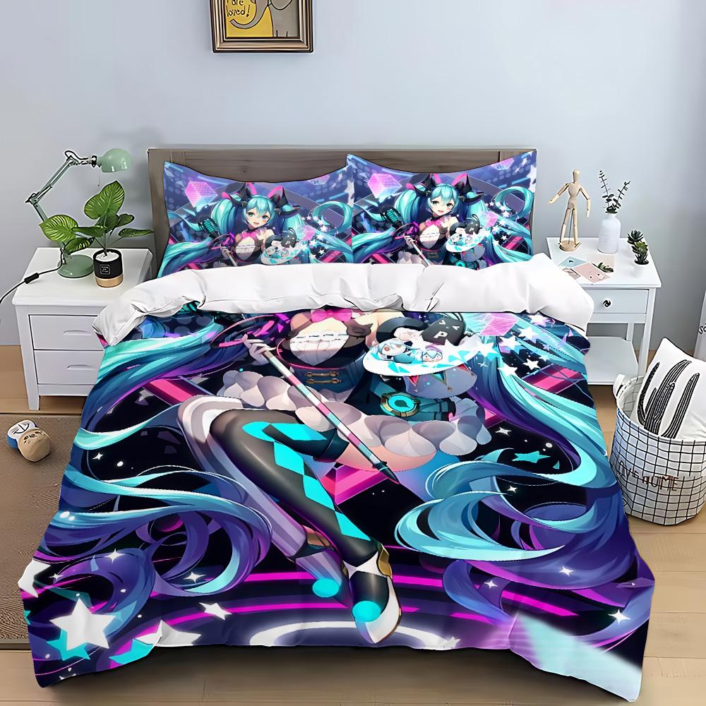 Hatsune Miku Anime Duvet Cover Pillowcase Bedding Set Adult Boy Girl Bedroom Decoration Children Gift Single Double Large Size