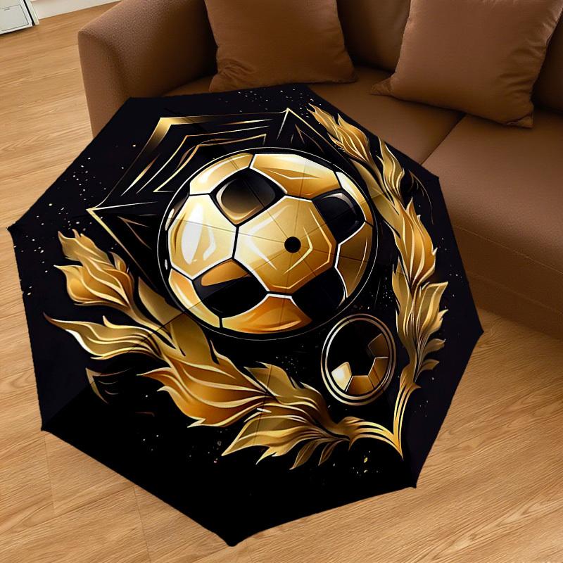 1PC Soccer Ball Gold Umbrella-8-Rib Reinforced, Automatic Open, Lightweight & Durable, Cute Fashion Accessory for Outdoor-Y0344