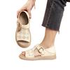 2025 summer new thick-soled open-toed sandals female mother one-word buckle comfortable casual flat-soled hollowed-out sandals