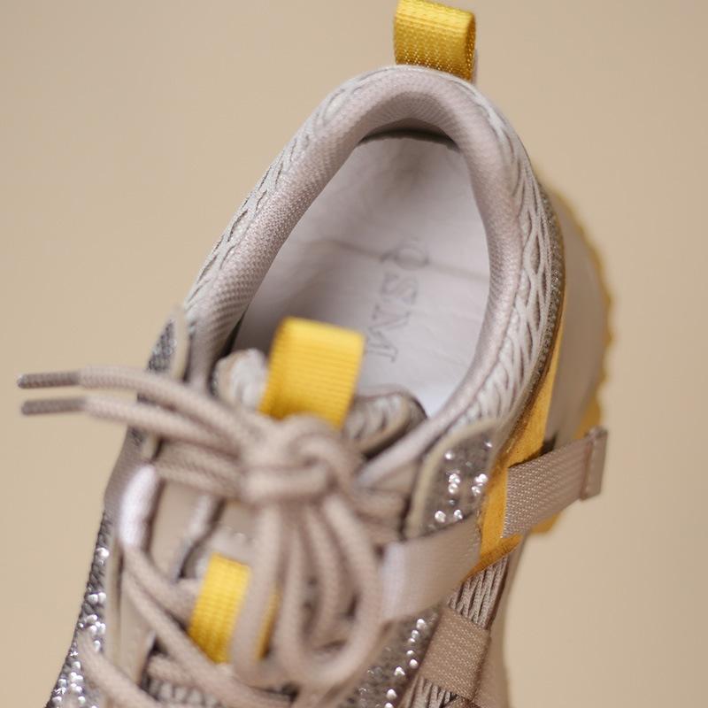 2025 Women's Autumn Dad Shoes - Stylish, Height-Increasing, Elegant European Design with Rhinestone Details