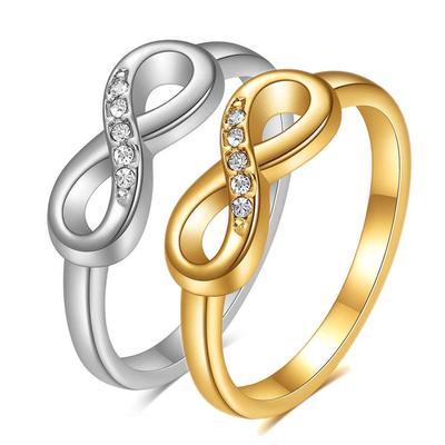 European American 6MM Infinity Stainless Steel Ring with Micro-Paved Diamonds - Versatile Women's Jewelry