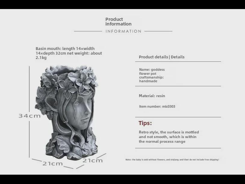 Creative Venus Sculpture Planter: European-Style Goddess Head for Garden, Courtyard, or Balcony Décor