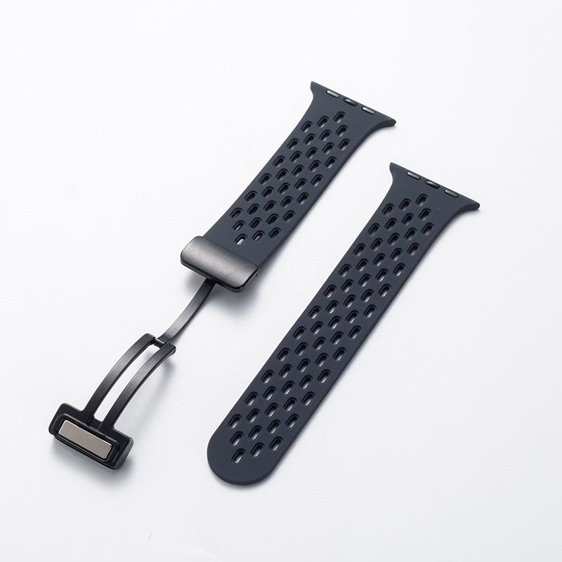 Apple S11 Ultra Single-Loop Sports iWatch Strap: Breathable Magnetic Buckle Silicone Wristband