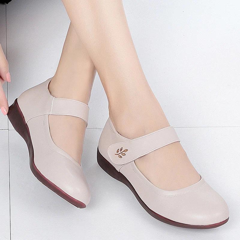 Fashion Rimocy 2024 New Soft Bottom Flats Women Black Ankle Strap Casual Shoes Woman Comfortable Pu Leather Shallow Mouth Mom Shoes