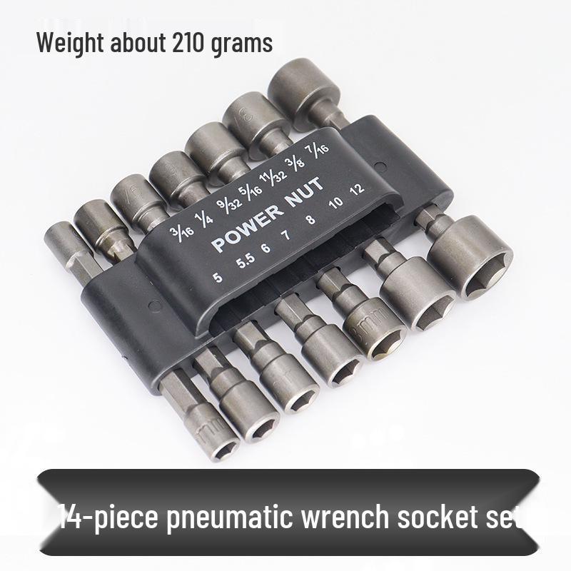 6.35mm Hexagonal Handle Air Screwdriver Set - 9/14 Piece Metric & Imperial Socket Head Accessories for Electric Hand Drill