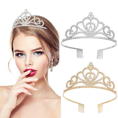 Brautkrone Hochzeitsfeier Mode Prinzessin Kammkrone Stirnband Legierung Kristallkrone Tiara Party-Accessoires
