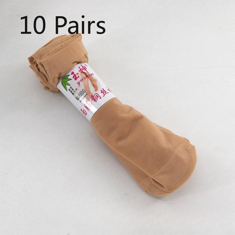 10 Pairs of Velvet Cuffed Silk Stockings Women's Wire Stockings Thin Style Facial Mask Stockings Summer Short Tube Stockings