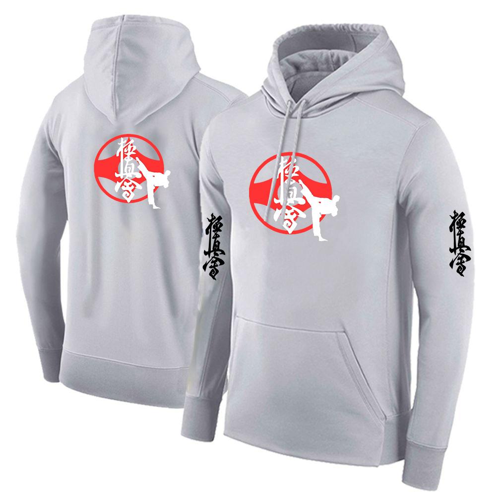 2025 Spring Autumn Kyokushin Karate Printed Fashion Long Sleeve Sports Hoodies Men's Popular Solid Color Loose Hooded Pullover