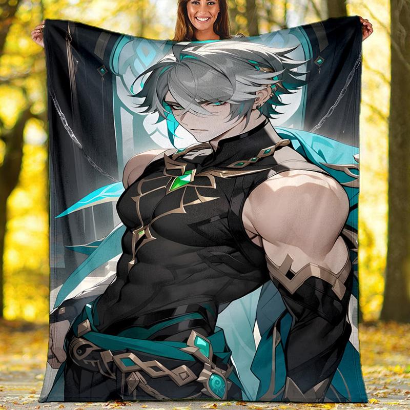 1pc Genshin Impact Alhaitham2 Theme Blanket - Digital Print, Polyester, Cozy for All Seasons, Perfect for Outdoor, Camping, and Travel