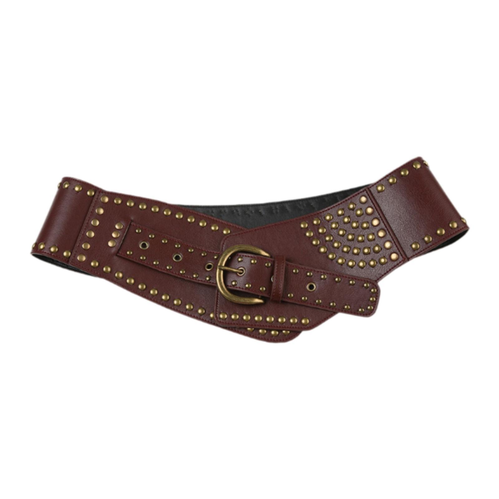 

Women Wide Belt Chunky Western Cowgirl Belt Cosplay Belt Wide Waist Belt коричневий