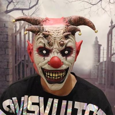 Bell Evil Clown Mask Halloween Mask Devil Horror Scary Clown Head Latex Joker Decor Unisex Masquerade Party Cosplay Costume Prop