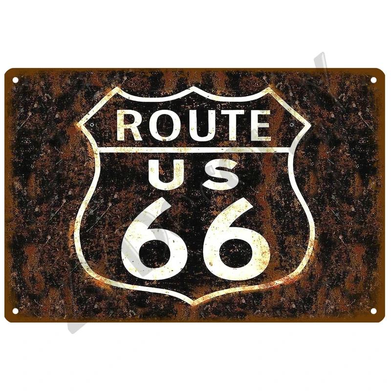 Route 66 Metal Sign House Plaque Metal Poster Tin Sign Plate Wall Posters Vintage Retro Aesthetic Room Decor Wall Art Decoration