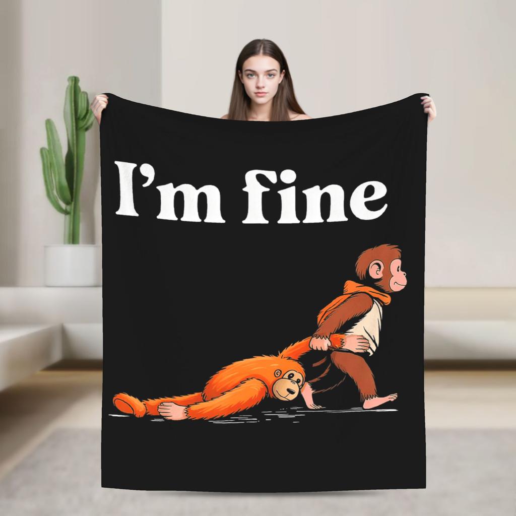 Monkey Punch Needs Hugs Too Cute Macaque Orangutang Flannel Blankets Adults Warm Comfy Throw Blanket Winter Chair Bed Cover