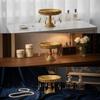 Mirrored Tray with Pedestal Toned Tassels VintageStyle Display Riser for