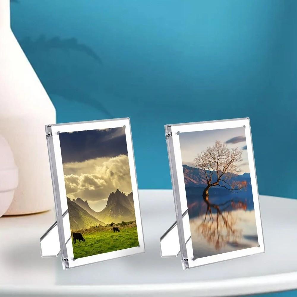 with Stand Acrylic Magnetic Picture Frames Transparent Display Board  Desktop Display