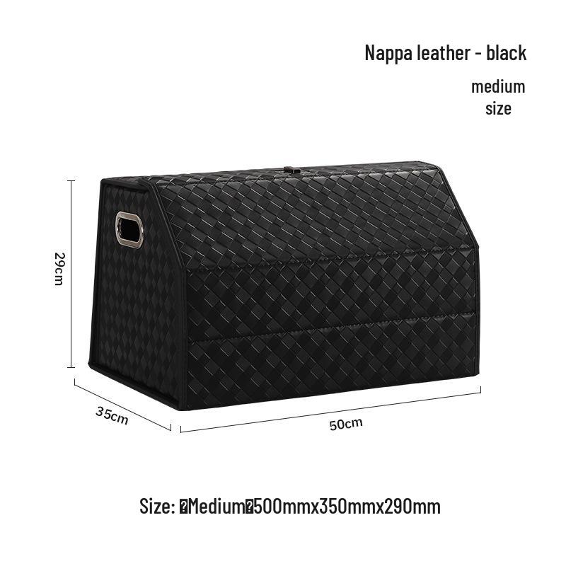 Großer Kofferraum-Organizer für das Auto, Leder mit Schafsfellmuster, Aufklappbares faltbares Design.