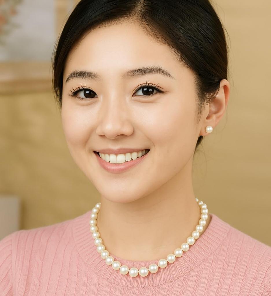 Premium Freshwater Pearl Necklace Round with Set Perfect for Formal Entrance Graduation and More Comes with a Luxury Case [Tsuya Tamaururu] 7.5-8mm