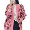 Spring and Autumn Plus Size Knitted Cardigan Sweater Casual Heart V-Neck Sweater Cardigan Jacket Thickened Knit Jacket