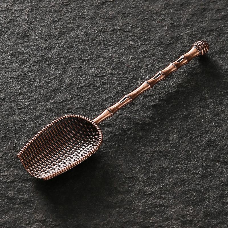Kung Fu tea, copper alloy tea, tea dial, tea ceremony six gentlemen solid wood, tea tool teaspoon, tea shovel teaspoon