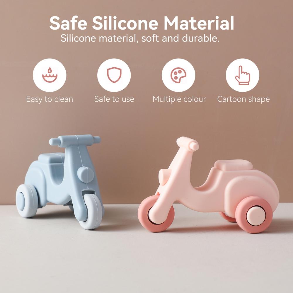 Baby Silicone Car Toys BPA Free Silicone Cartoon Electric Vehicle Teether Educational Montessori Toys For Children Teething Toys