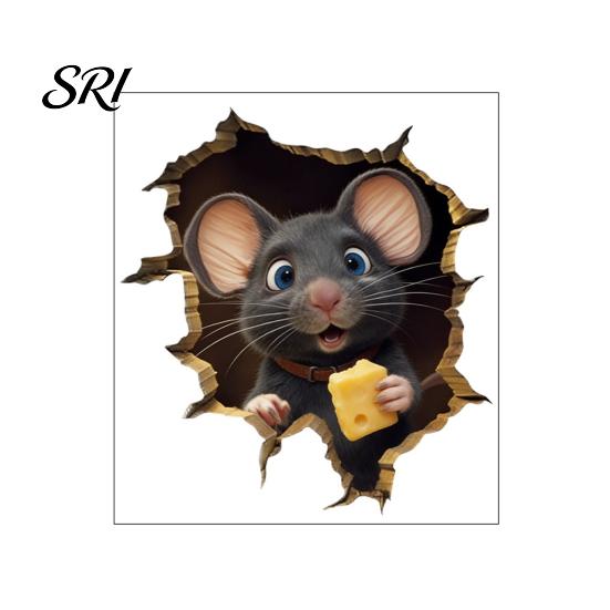 Playroom Wall Decoration 3D Mouse Hole Decals Peel And Stick Decorative Stickers Effect Sticker In The with for Living Room Bedroom Decor Kids