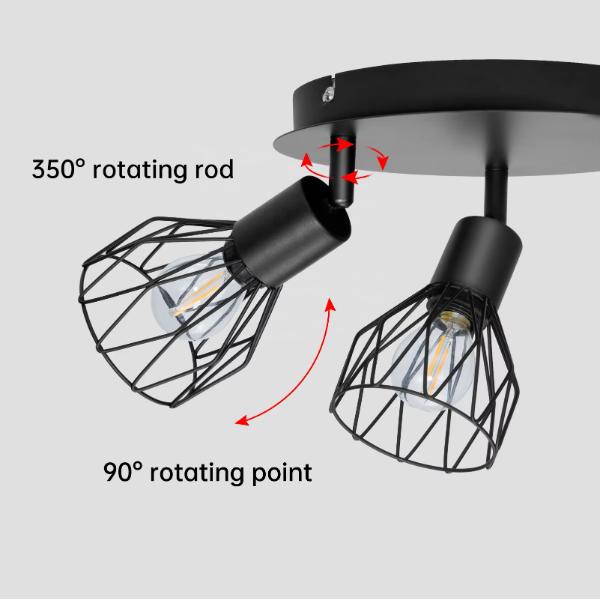 Spotlight 3/4 Head Metal Indoor Surface Mounted Multi Angle Adjustable Fixture Housing Home Ceiling Lamp Black Net Spot Lamp