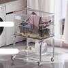 Movable Dirty Clothes Basket With Wheel Double-Layer Clothes Storage Trolley Storage Basket Bathroom Carbon Steel Clothes Basket