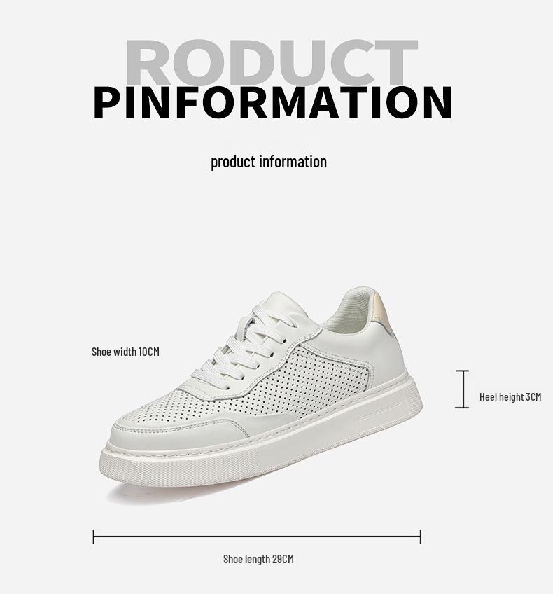 Korean Style Men's White Thick Sole Breathable Casual Sneakers
