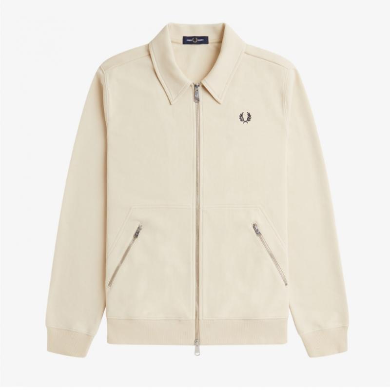 Fred Perry [sharp] Slub Jersey Zip Through Pullover   Oatmeal Afpm2417858 691