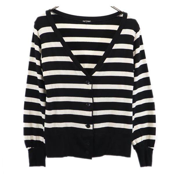 

marimekko Rayon Blend border Long sleeve cardigan XS White x black Women Used