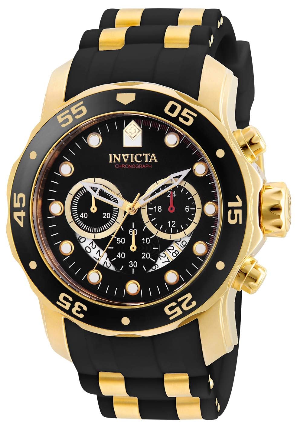 

Мужские часы Invicta Pro Diver Quartz 48мм из нержавеющей стали с полиуретаном, Черная модель, Корпус, Золотой/Черный чёрный
