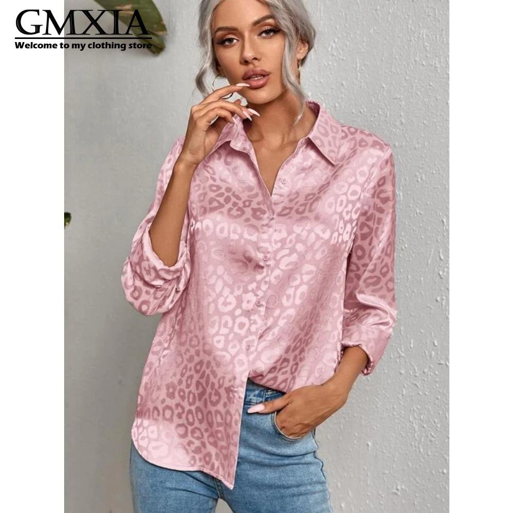 GMXIA Women's Fashion Casual Leisure Long Sleeve POLO Neck Blouses & Shirts