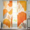 Retro Floral Ginkgo Biloba Tulle Window Curtain Sheer Valances Curtains For Living Room Home Decoration Drape Panel
