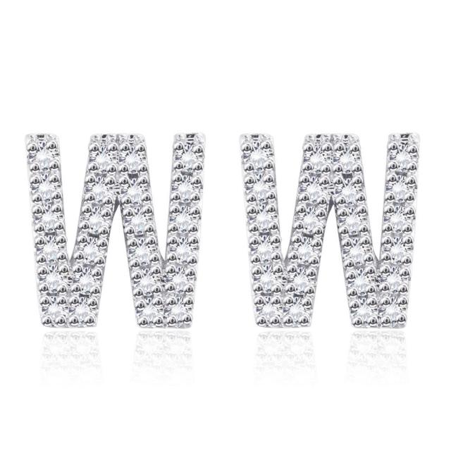 

Продается как 1 пара сережек-гвоздиков из стерлингового серебра 925 пробы с кубическим цирконием и камнем Cz в виде 26 инициалов для женщин, аксессуары для вечеринок