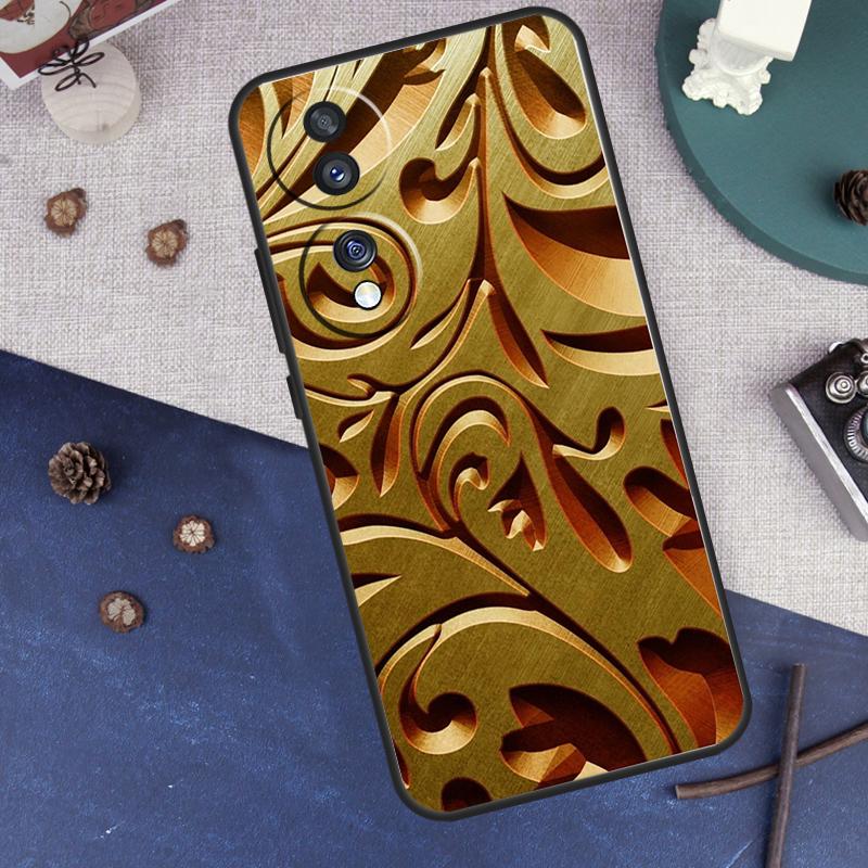 Gold Floral Pattern For Huawei Honor Magic 5 Lite X8 X9a 50 70 P40 P20 P30 Pro P50 Nova 9 5T P Smart 2021 Case