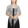 Hollow Triangle Sequin Lace Shawl Bridal Wedding Women Luxury Party Wrap Female Shiny Glitter Stole Club Scarf with Tassel
