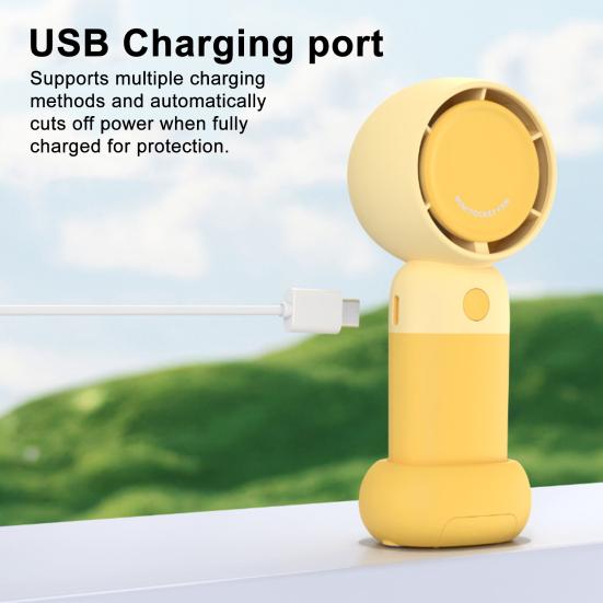 Small Handheld Fan Quiet 3 Speed Adjustable USB Rechargeable Summer Cooling Fan Portable Travel Mini Personal Fan Phone Holder
