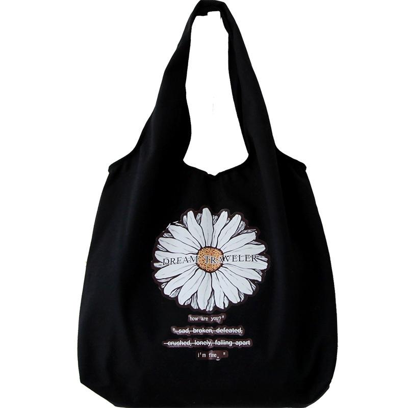 Daisy Canvas Shoulder Bag Student Handbag Women Small Shopping Bag Girl Flowers Casual Tote Bag