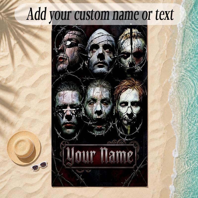 Beach TowelRammstein Custom Name Text Personalized Soft Towel for Beach Pool Indoor Home Decor Gift