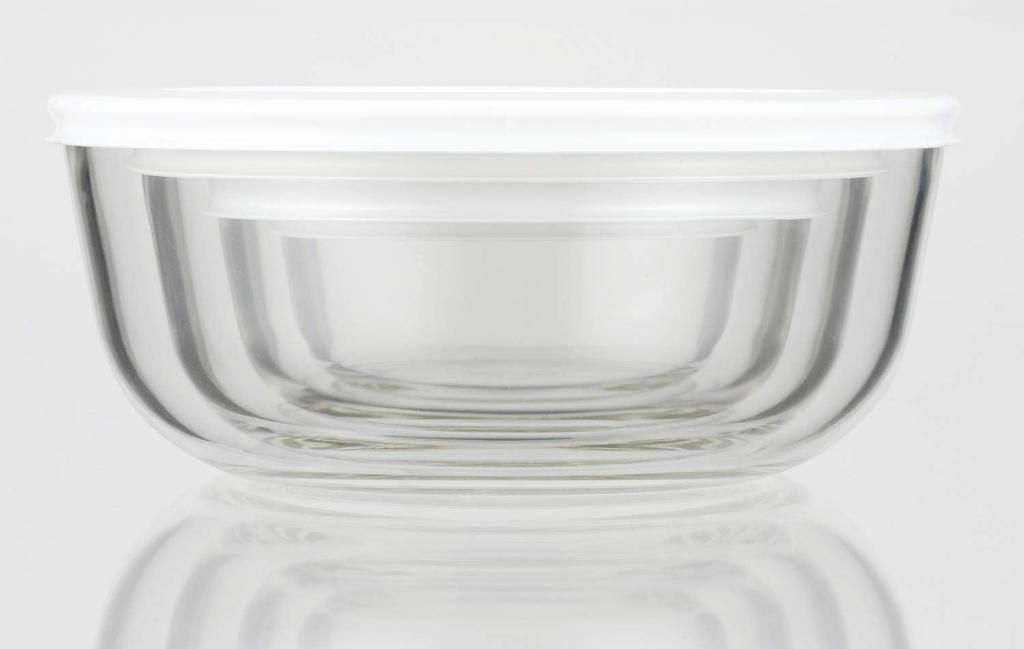 Iwaki Heat-Resistant Glass Storage Containers, Large, 1.3L, Set of 4, Pack Bowl, KBC4160-W1
