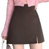 Petite High Waist Zipper Slit A-line Mini Skirt – Spring & Autumn Slimming Hip-Hugging Style.
