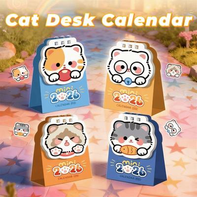 Cartoon Cat 2026 Desk Calendar Mini Daily Planner Cute Coil Calendar  Desktop Ornaments