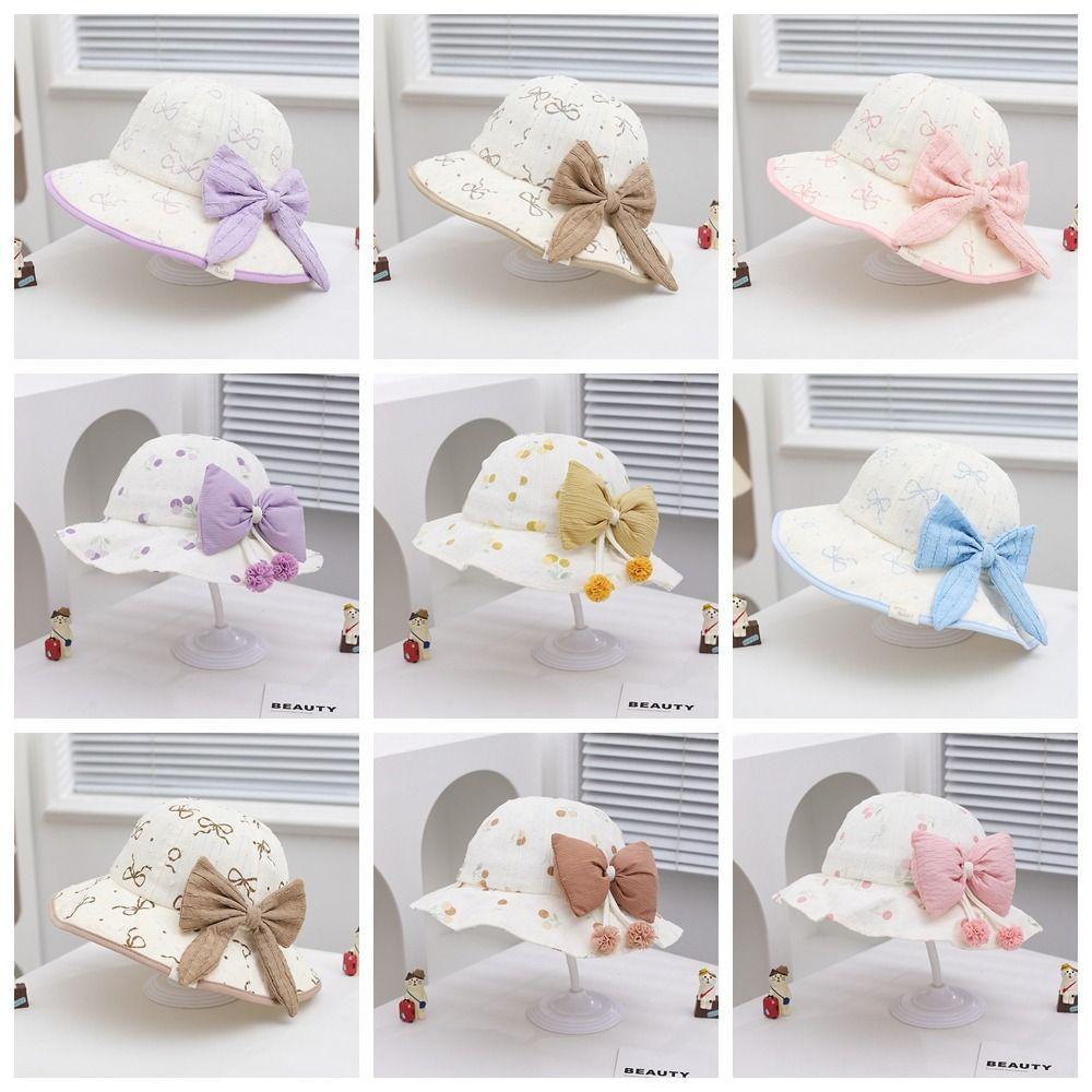 Kawaii Baby Fishermen Hat Bowknot Kids Bucket Hat Sunscreen Children Sun Hat  Apparel Accessories