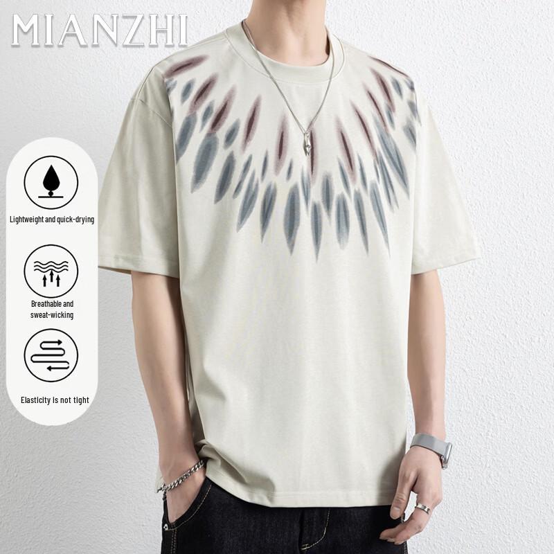 Men s Indian Feather Print Short Sleeve T-Shirt L