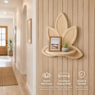 Wall Shelf Flower Pot Rack Cute Rustic Versatile Home Decoration Wood Floating for Living Room