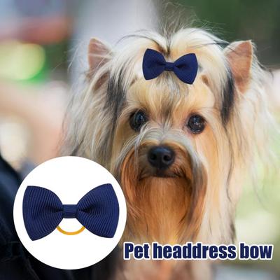 Puppy Dog Hair Bows with Rubber Bands Handmade Small Bowknot Dog Hair Accessories Pet Grooming Supplies