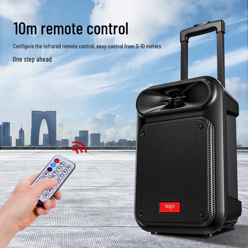 Aigo Tragbarer Outdoor Bluetooth Karaoke-Rollwagenlautsprecher CN-Stecker (Adapter enthalten) (CN-Version)