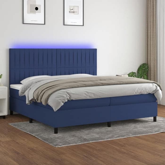 VidaXL Sommier à Lattes de Lit avec Matelas et LED, Lit Rembourré avec Tête de Lit, Lit Double, Lit Adulte de Chambre, 3135067