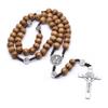 Hand-woven Exorcism Rosary Wood Beads Alloy Saint Benedict Retro Prayer Cross Car Ornament