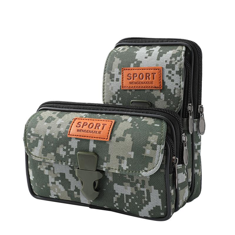 Men's Multifunctional Waterproof Camouflage Waist Bag for Sports and Construction, Compatible with Horizontal and Vertical Mobile Phone Use